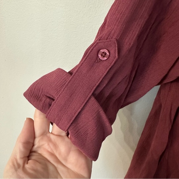 Torrid Women’s Maroon Gauze Open Front 3/4 Sleeve Kimono Shirt Sz 00, M/L NWT - Picture 6 of 8